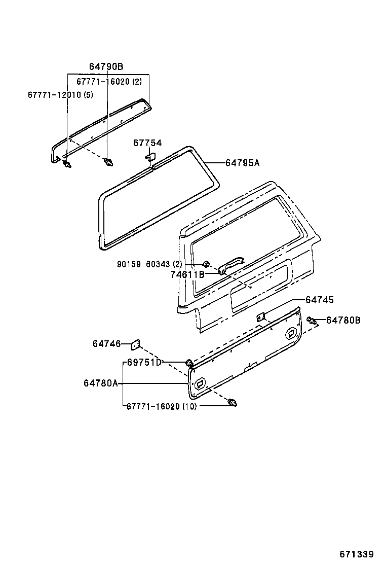 67005-31040 PANEL SUB-ASSY, BACK DOOR product image