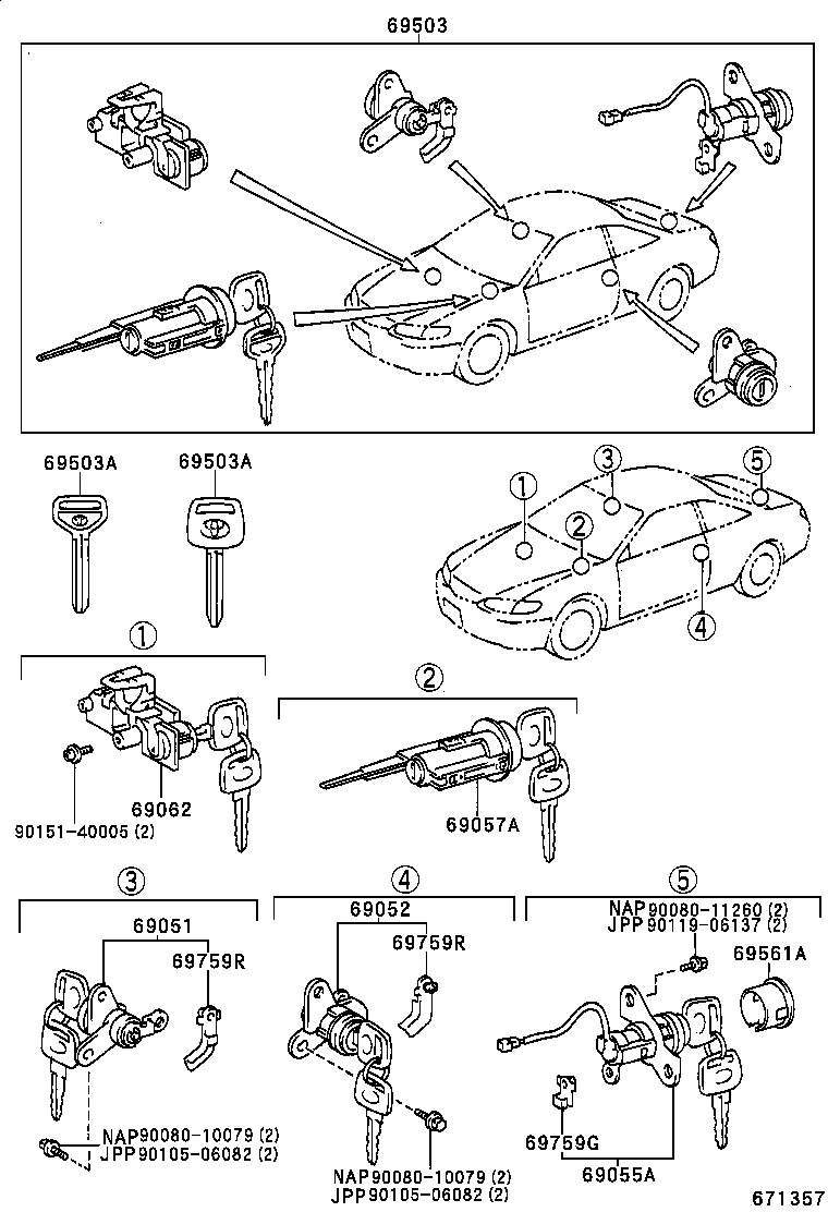 69005-33630 CYLINDER SET, LOCK product image