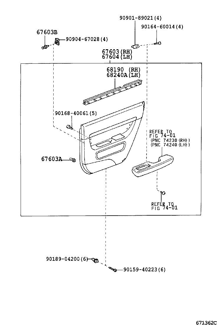 67003-51010 PANEL SUB-ASSY, REAR DOOR, RH product image