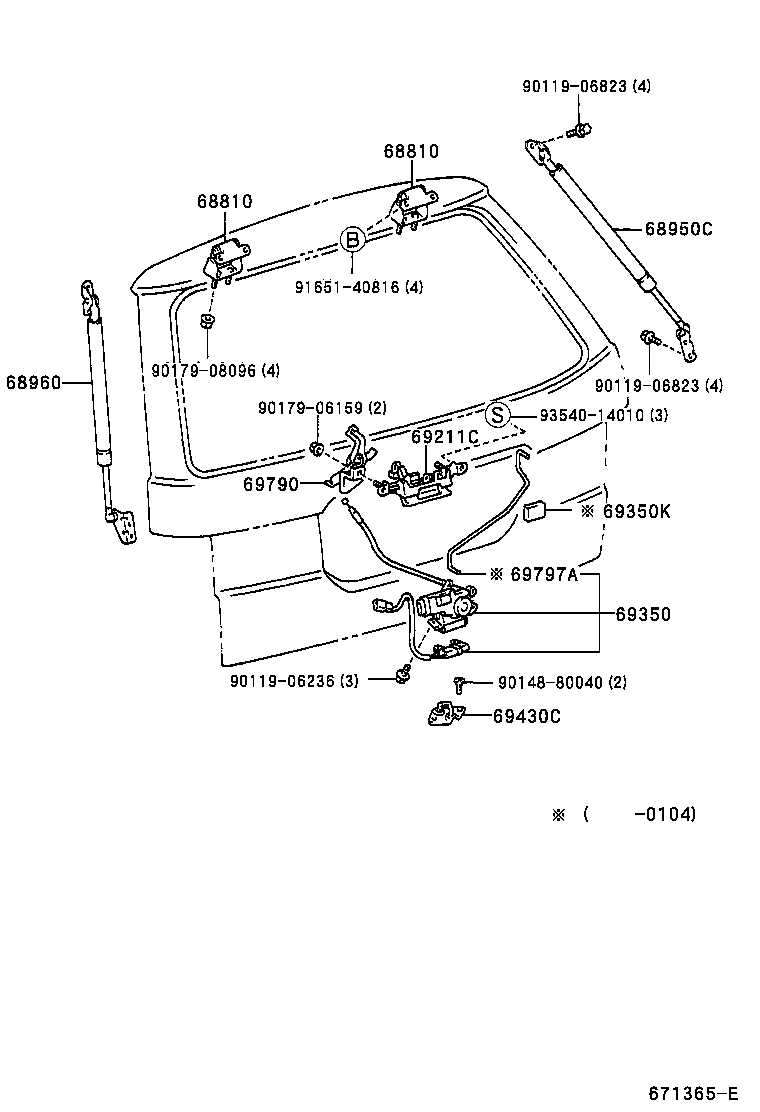 68960-44020 STAY ASSY, BACK DOOR, LH product image