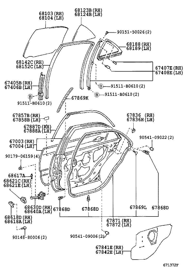67003-51010 PANEL SUB-ASSY, REAR DOOR, RH product image