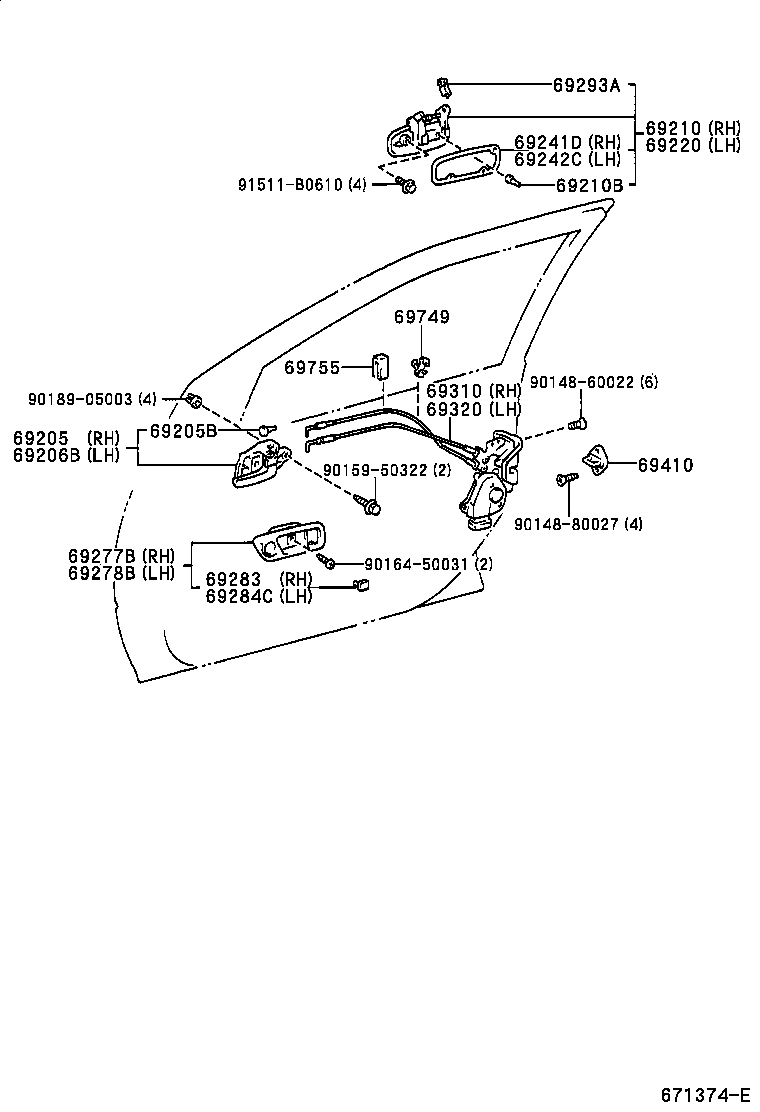 69040-44110 LOCK ASSY, FRONT DOOR, LH product image