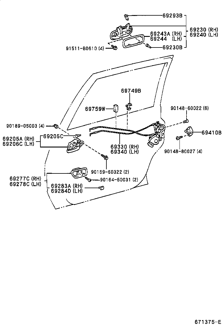 69240-44020-J4 HANDLE ASSY, REAR DOOR OUTSIDE, LH product image