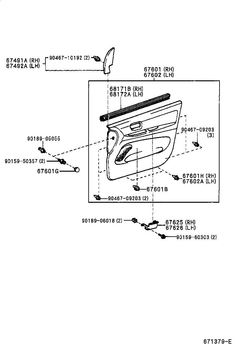 67002-44020 PANEL SUB-ASSY, FRONT DOOR, LH product image