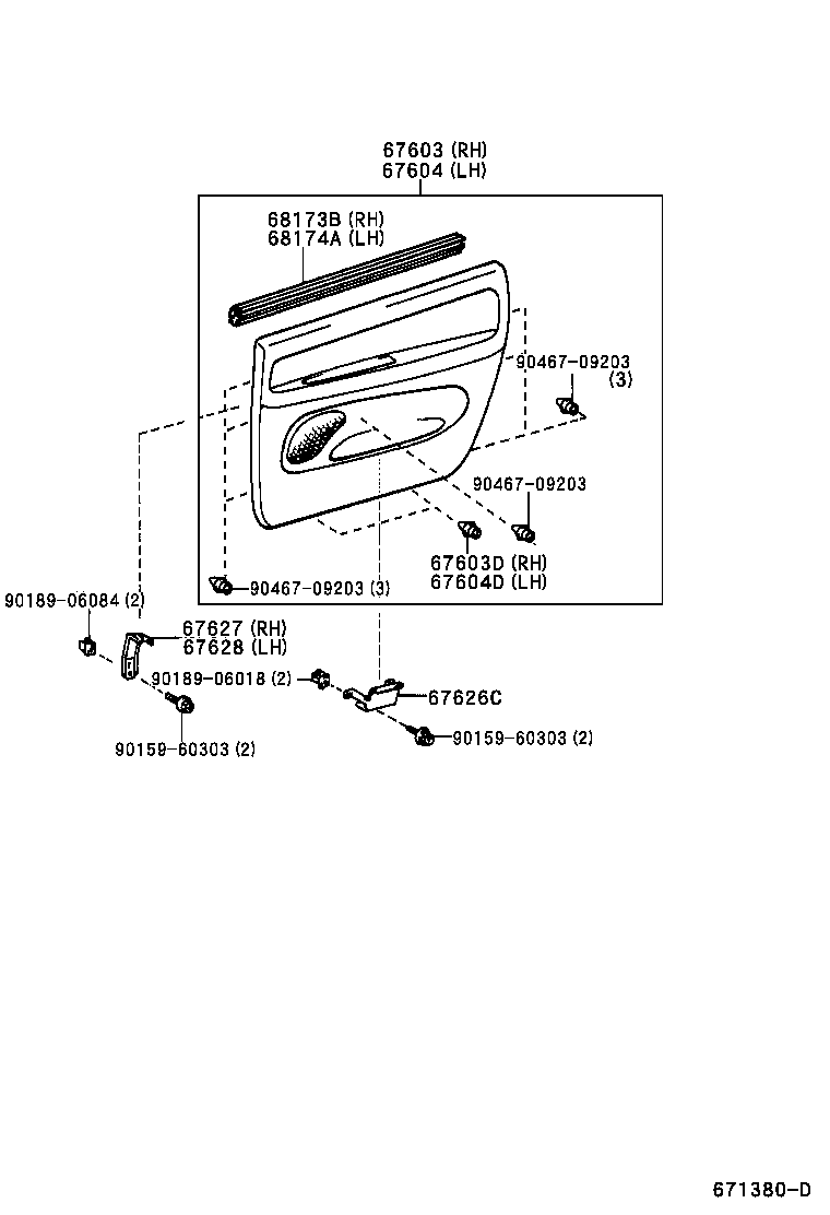 67487-44020 SEAL, REAR DOOR REAR GUIDE, RH product image