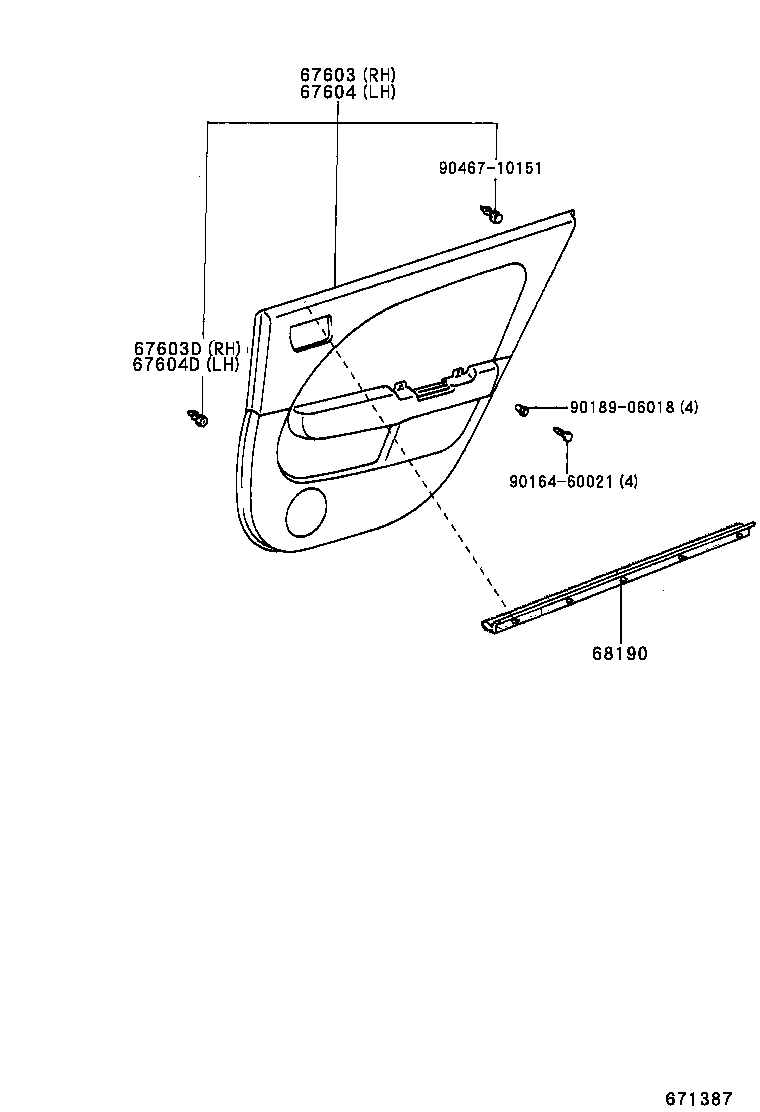 67004-21080 PANEL SUB-ASSY, REAR DOOR, LH product image