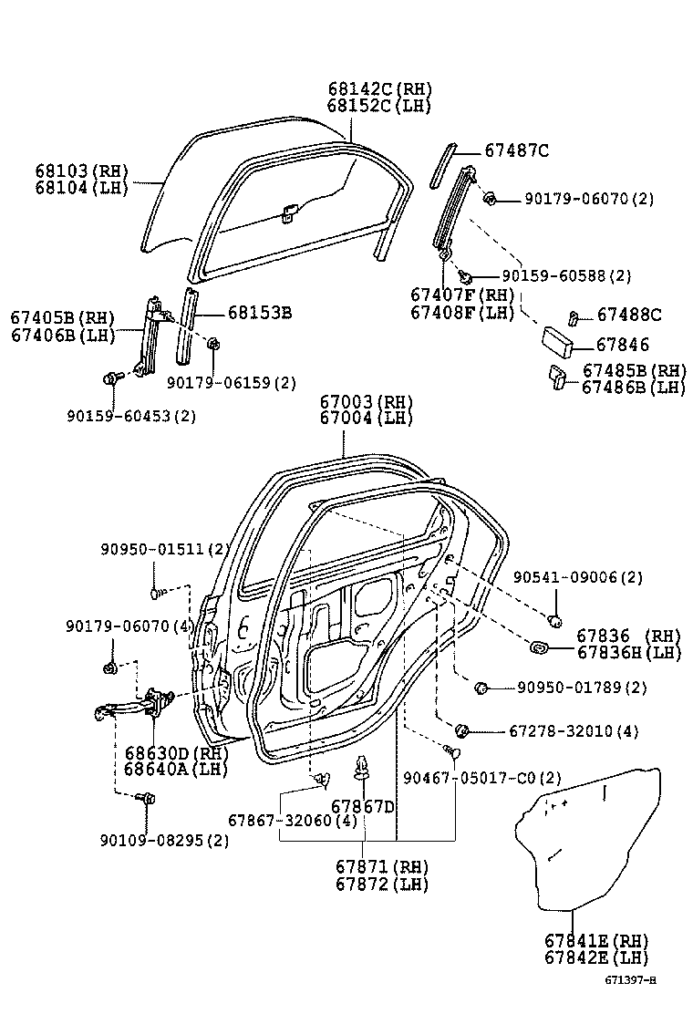 67487-32060 SEAL, REAR DOOR REAR GUIDE, RH product image