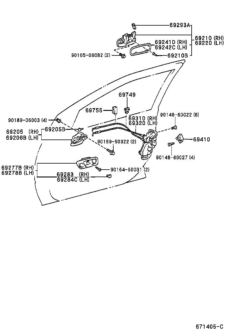 69210-44010 HANDLE ASSY, FRONT DOOR, OUTSIDE RH product image
