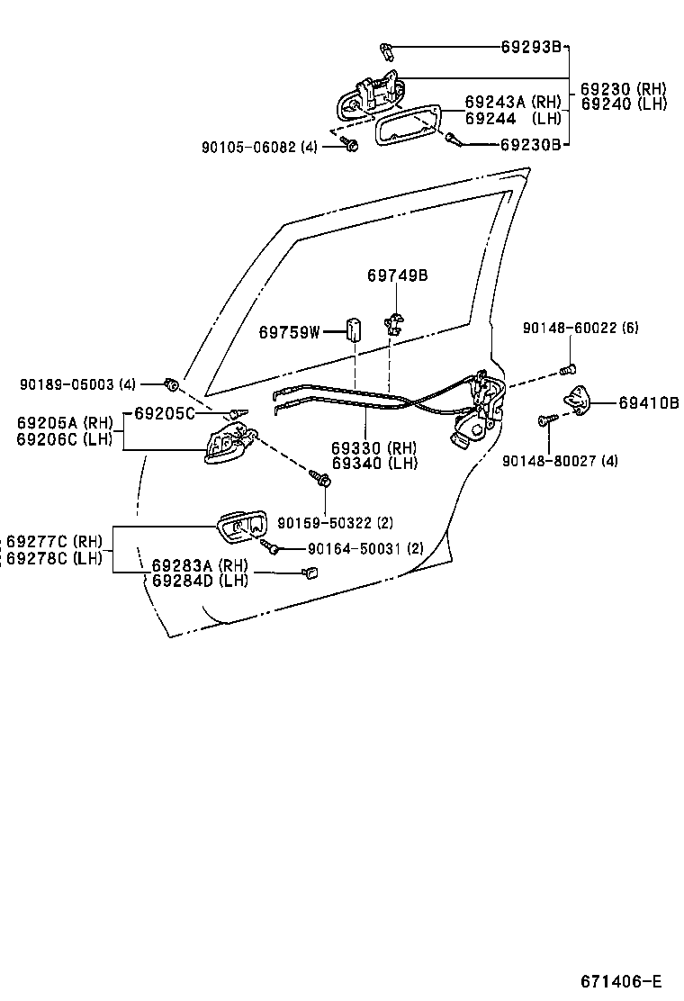 69060-44040 LOCK ASSY, REAR DOOR, LH product image