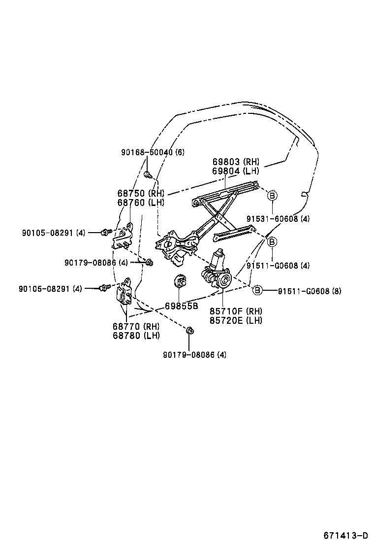 68780-32080 HINGE ASSY, REAR DOOR, LOWER LH product image