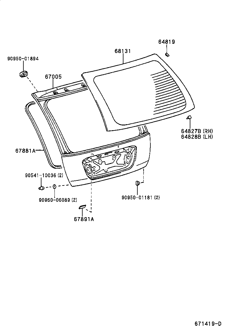 67005-44050 PANEL SUB-ASSY, BACK DOOR product image