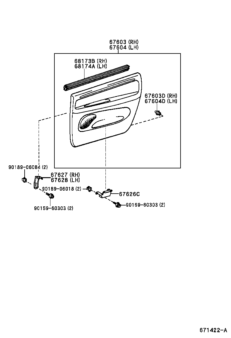 67003-44050 PANEL SUB-ASSY, REAR DOOR, RH product image