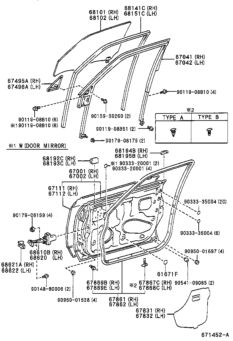 67041-40070 FRAME SUB-ASSY, FRONT DOOR WINDOW, RH product image