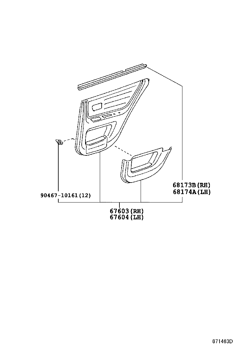 Toyota 67004-53050 PANEL SUB-ASSY, REAR DOOR, LH