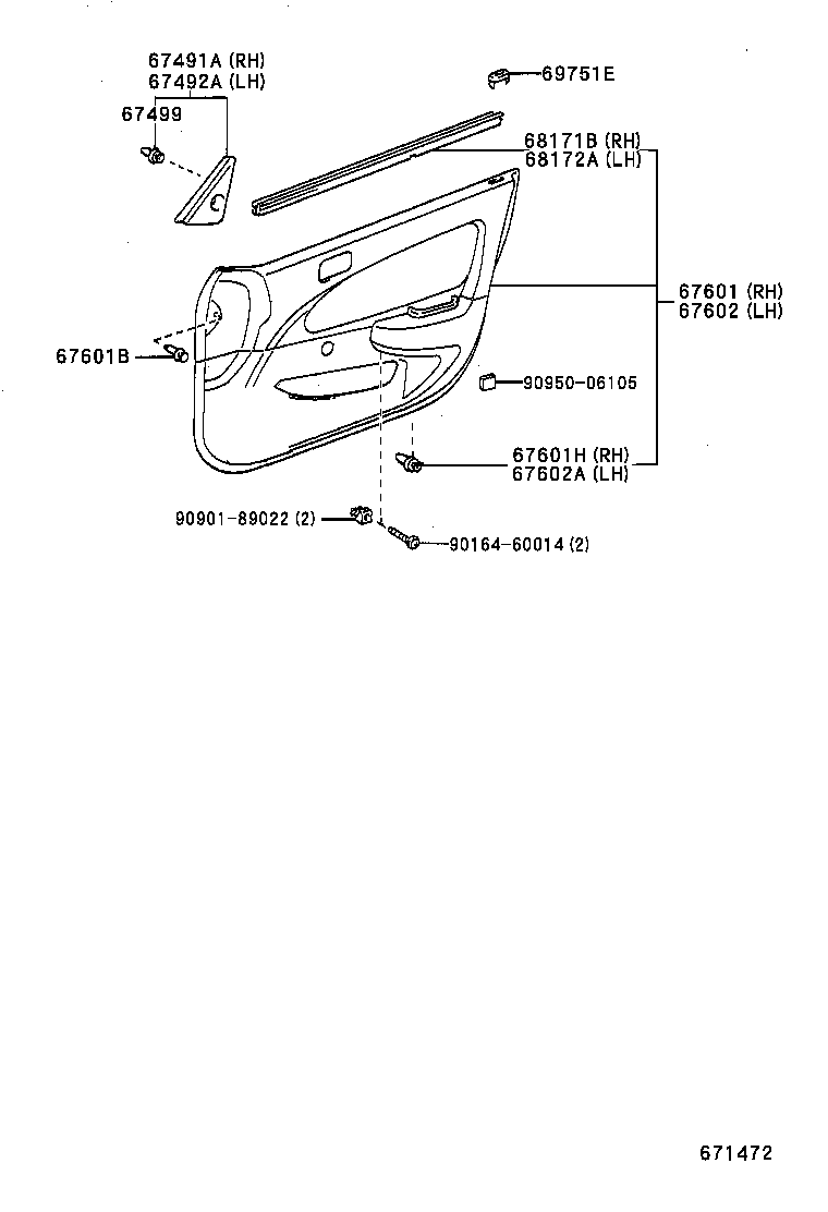 67404-02030 FRAME SUB-ASSY, FRONT DOOR, REAR LOWER LH product image