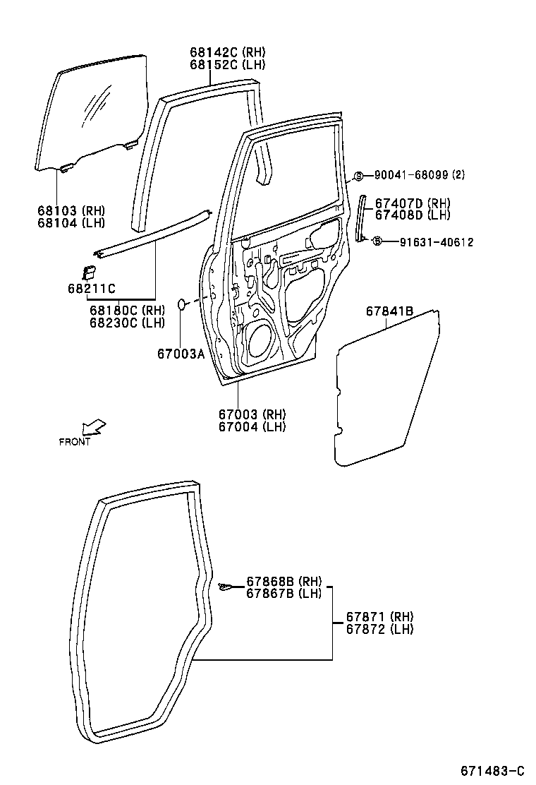67003-97202 PANEL SUB-ASSY, REAR DOOR, RH product image