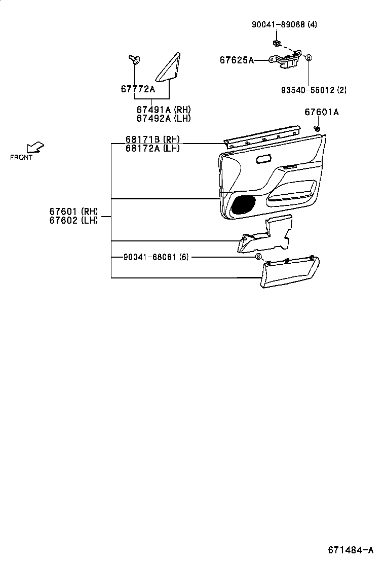 67404-97201 FRAME SUB-ASSY, FRONT DOOR, REAR LOWER LH product image
