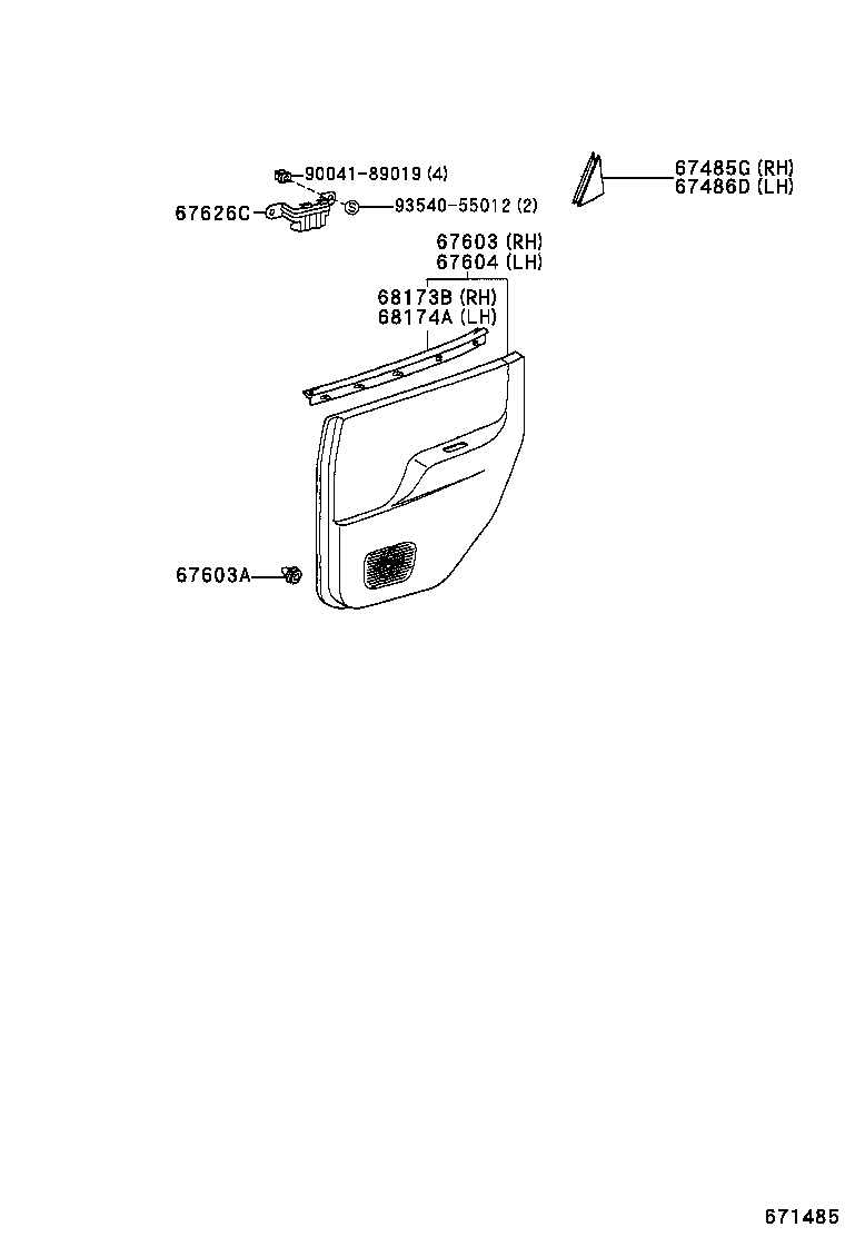 67003-97202 PANEL SUB-ASSY, REAR DOOR, RH product image
