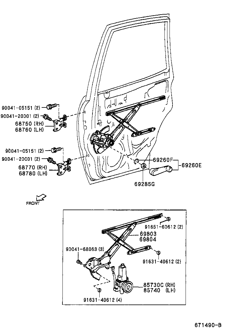 68710-97201 HINGE ASSY, REAR DOOR, LOWER LH product image