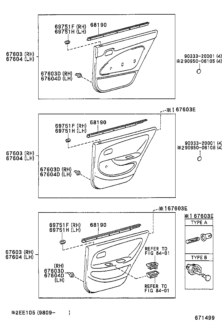 68103-12650 GLASS SUB-ASSY, REAR DOOR, RH product image