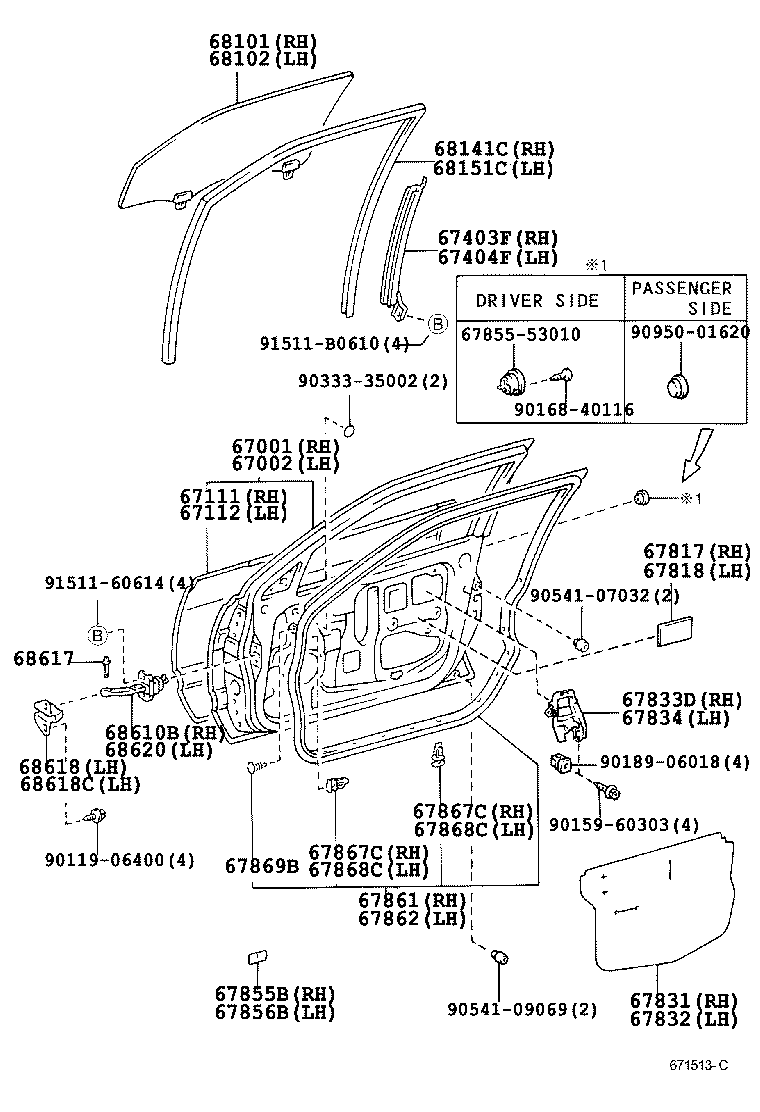 67002-53012 PANEL SUB-ASSY, FRONT DOOR, LH product image