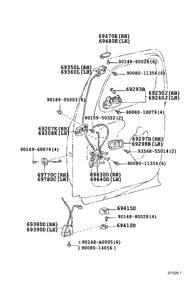 Toyota 69230-34020-J2 HANDLE ASSY, REAR DOOR OUTSIDE, RH