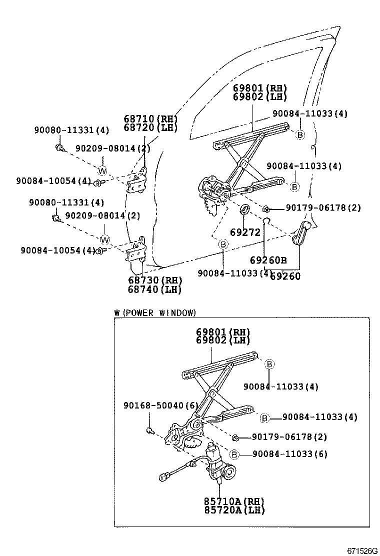 Toyota 85720-34030 MOTOR ASSY, POWER WINDOW REGULATOR, FRONT LH