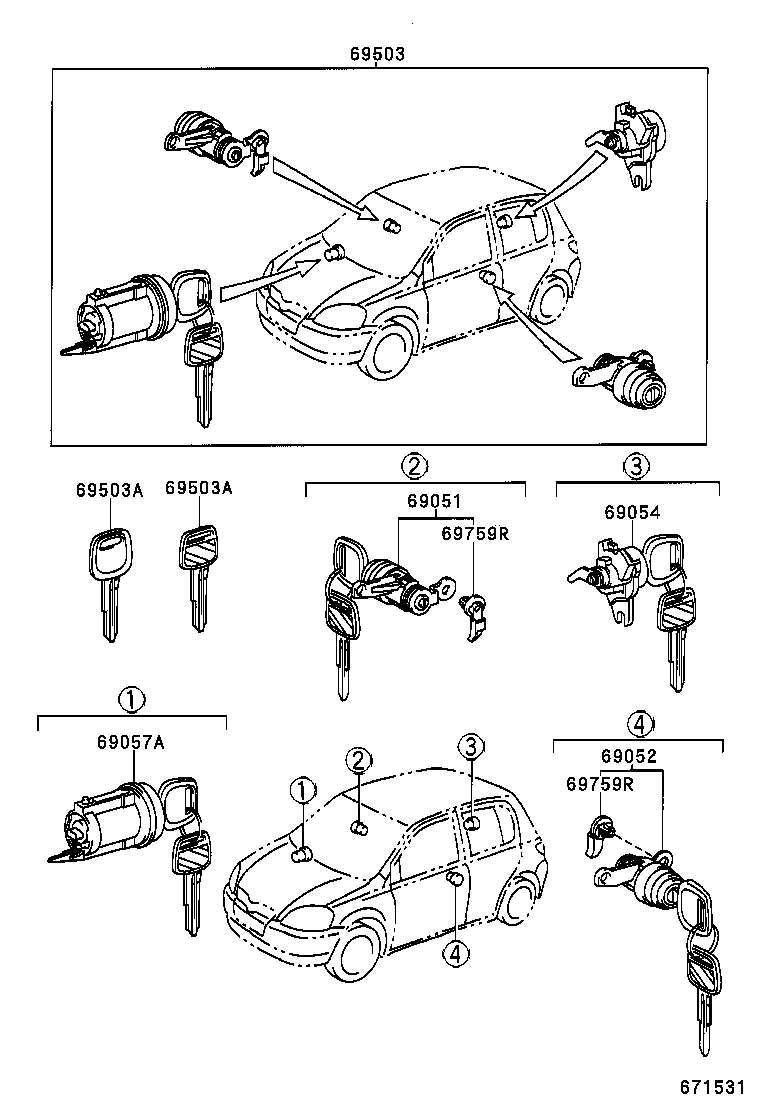 69560-52170 CYLINDER ASSY, BACK DOOR LOCK product image