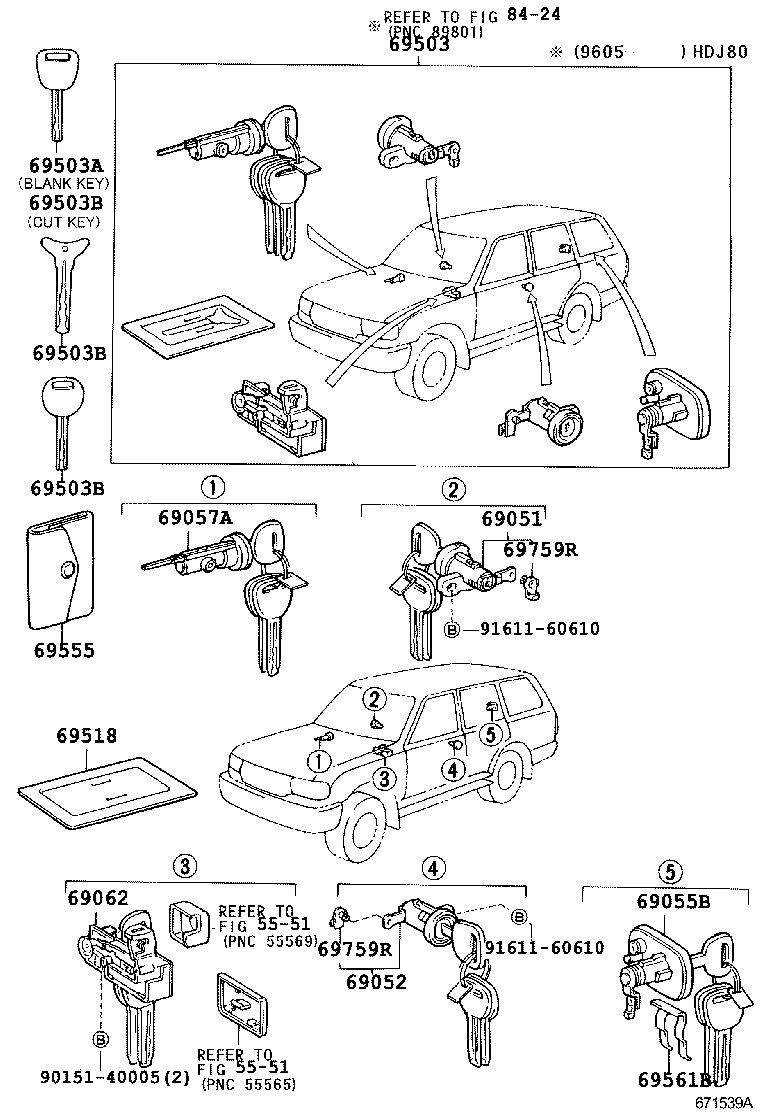 69005-60190 CYLINDER SET, LOCK product image