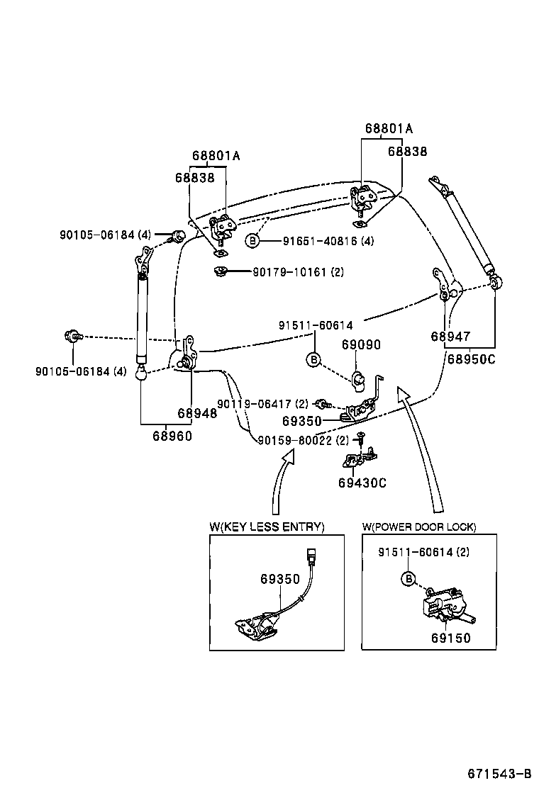 69430-52020 STRIKER ASSY, BACK DOOR LOCK product image