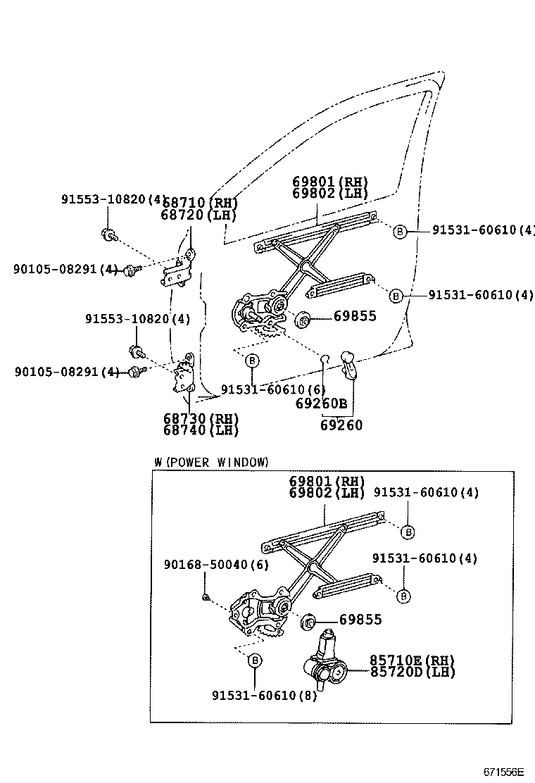 Toyota 85710-52030 MOTOR ASSY, POWER WINDOW REGULATOR, RH