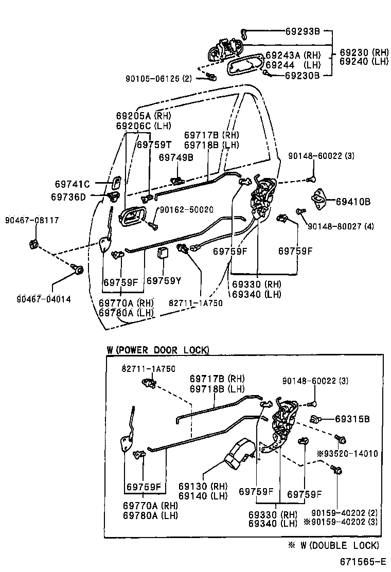 69140-12010 ACTUATOR ASSY, REAR DOOR LOCK, LH product image