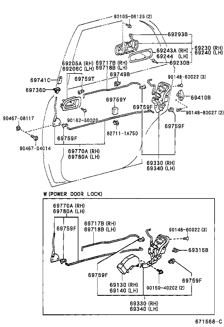 69240-44010 HANDLE ASSY, REAR DOOR OUTSIDE, LH product image