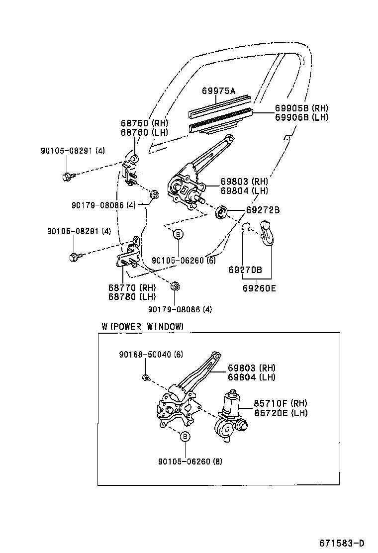 69906-52010 CHANNEL SUB-ASSY, REAR DOOR GLASS, LH product image