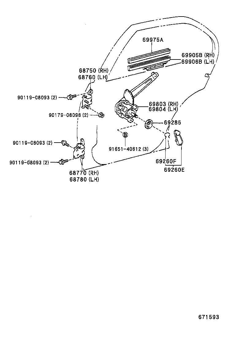 69905-10070 CHANNEL SUB-ASSY, REAR DOOR GLASS, RH product image