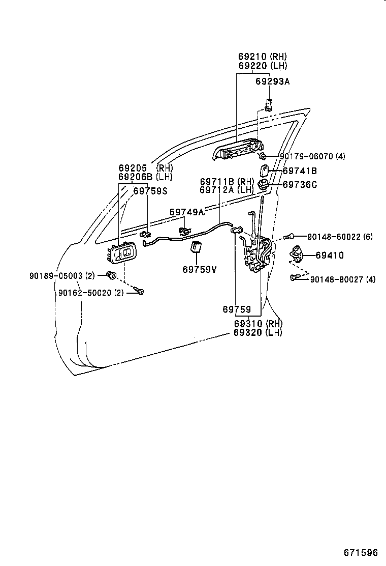 69040-16170 LOCK ASSY, FRONT DOOR, LH product image