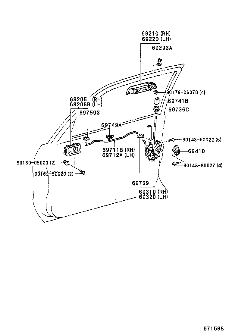 69320-16370 LOCK ASSY, FRONT DOOR, LH product image