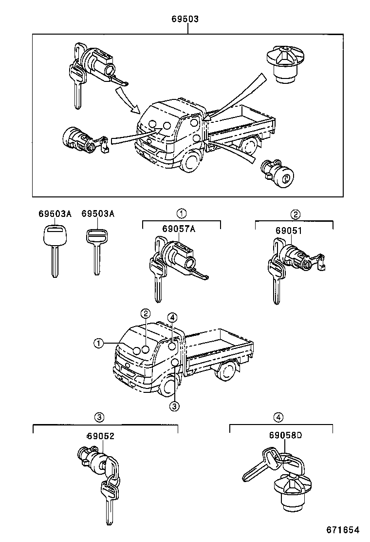 69005-37060 CYLINDER SET, LOCK product image