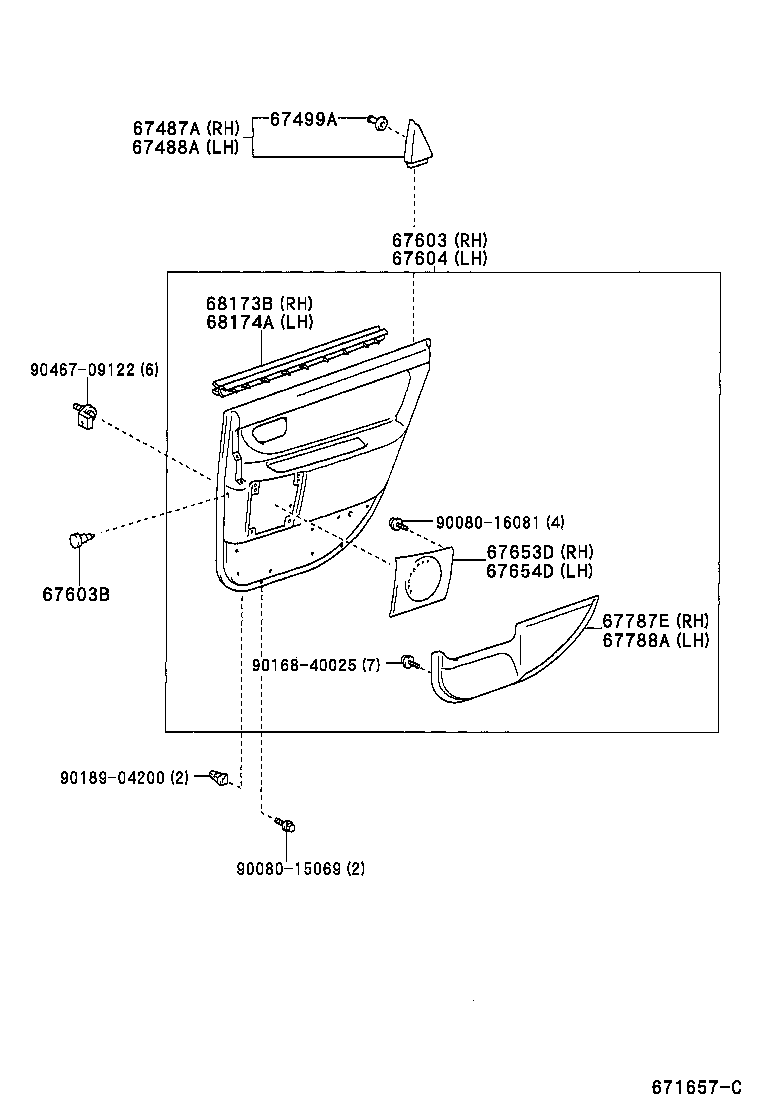 Toyota 67004-AC021 PANEL SUB-ASSY, REAR DOOR, LH