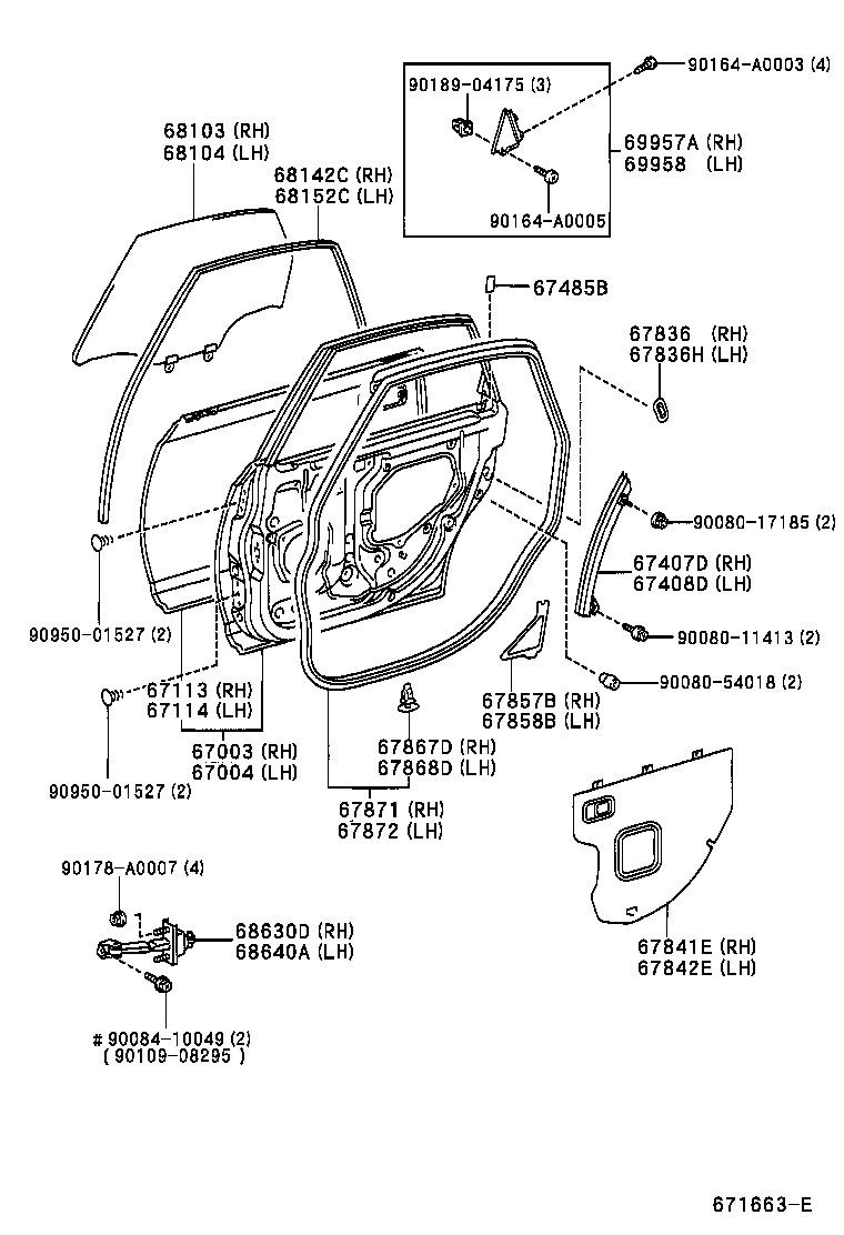 67871-AC020 WEATHERSTRIP, REAR DOOR, RH product image