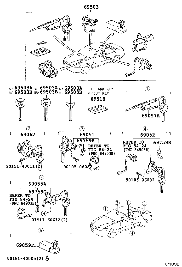 69005-33520 CYLINDER SET, LOCK product image