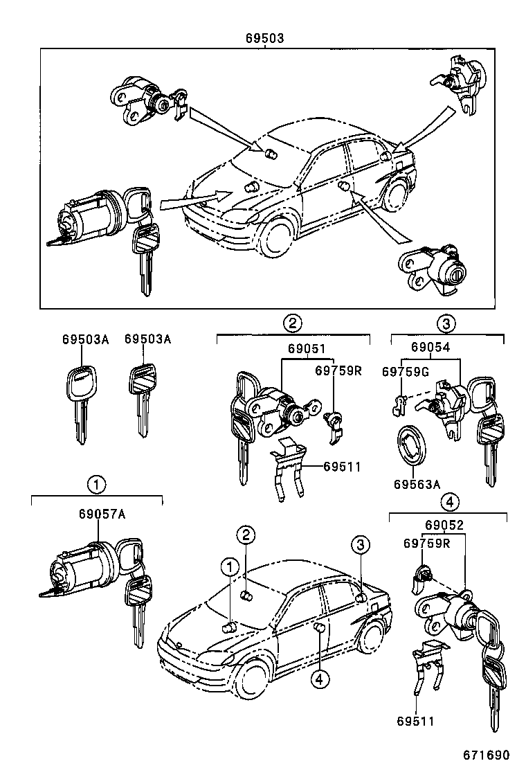 69005-52140 CYLINDER SET, LOCK product image