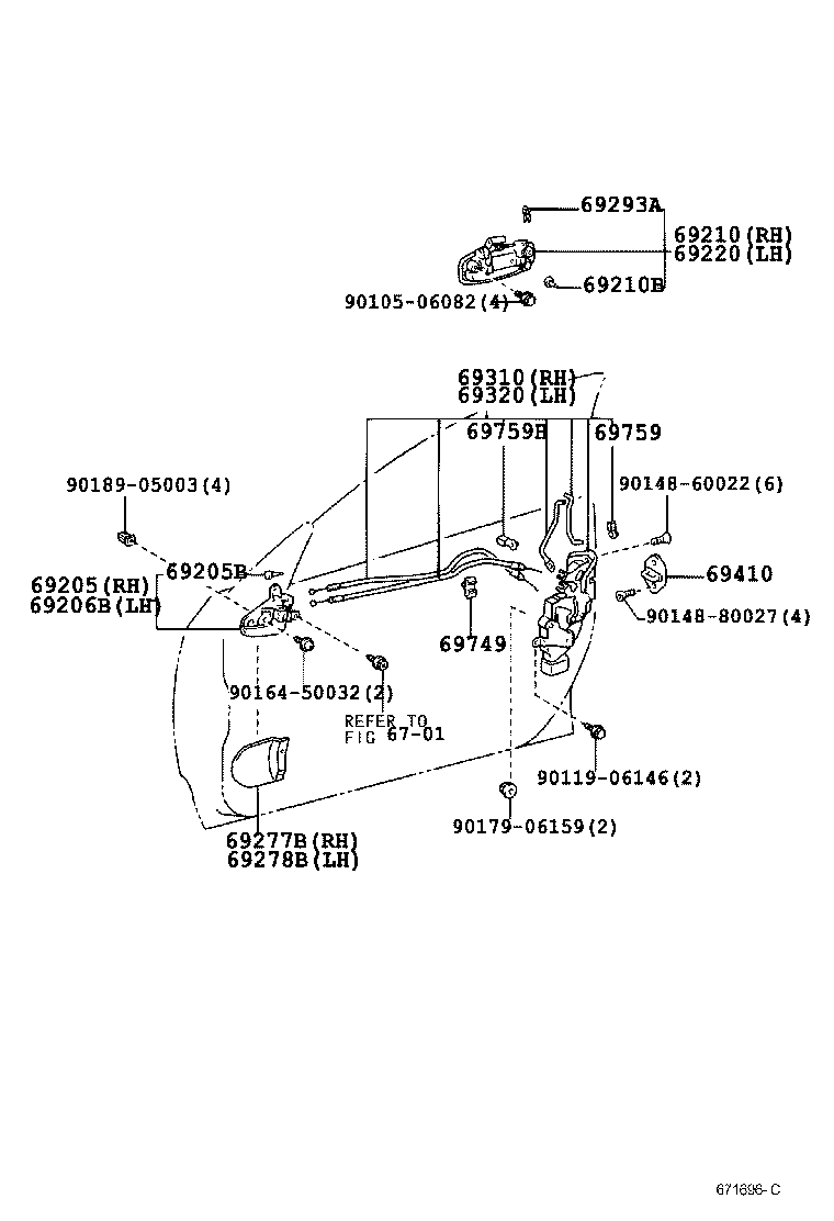 Toyota 69210-20370-C0 HANDLE ASSY, FRONT DOOR, OUTSIDE RH