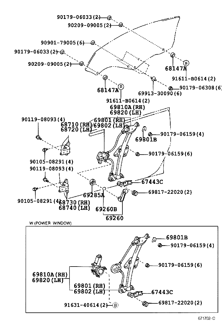 Toyota 68147-20040 STOP, FRONT DOOR GLASS, UPPER