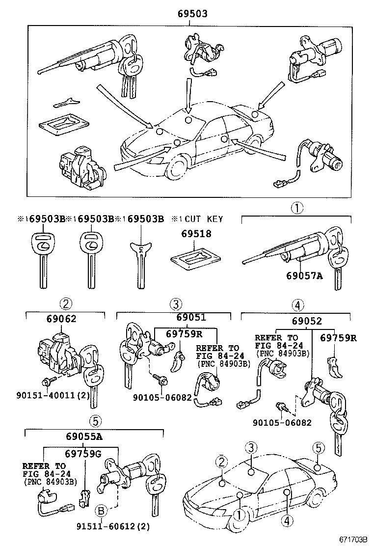 69005-33520 CYLINDER SET, LOCK product image