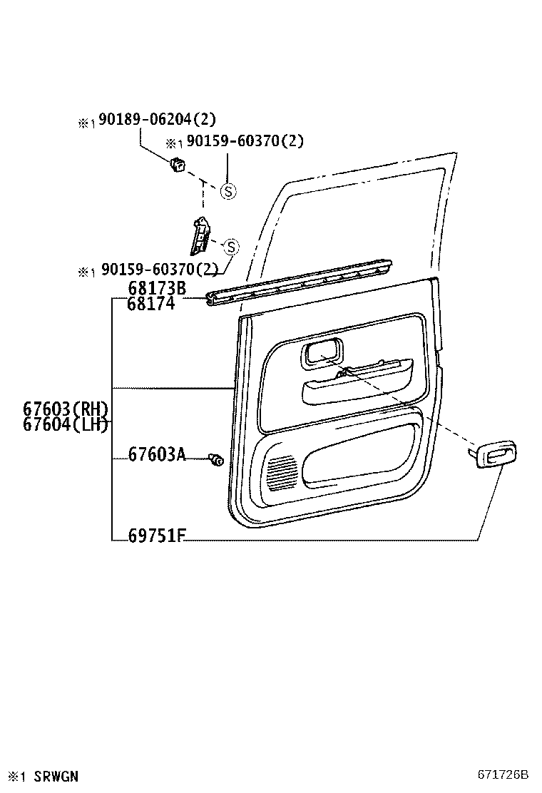 67003-35140 PANEL SUB-ASSY, REAR DOOR, RH product image