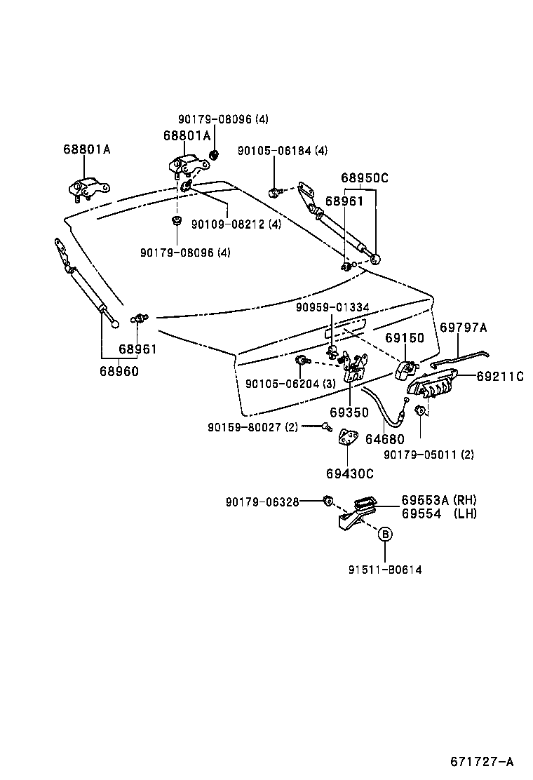 69553-20010 PROTECTOR, BACK DOOR KEY CYLINDER, RH product image