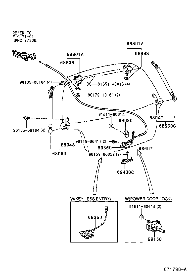 64607-52010 CABLE SUB-ASSY, BACK DOOR LOCK CONTROL product image