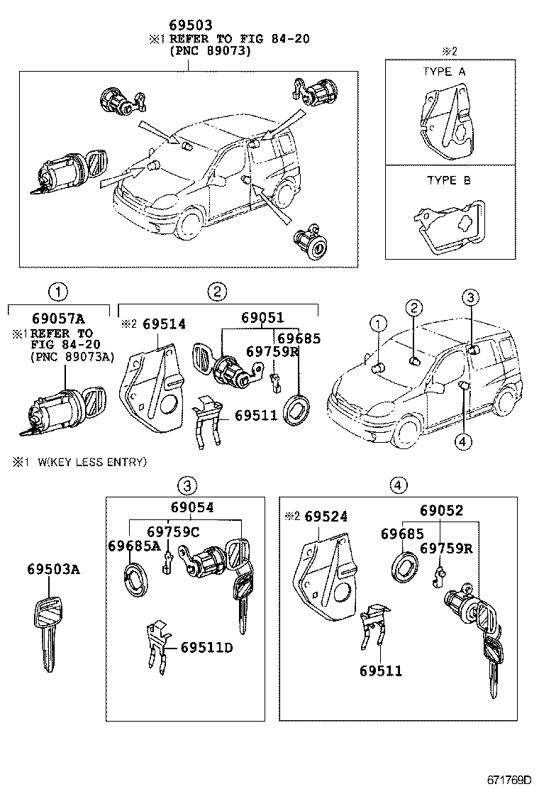 69005-52090 CYLINDER SET, LOCK product image