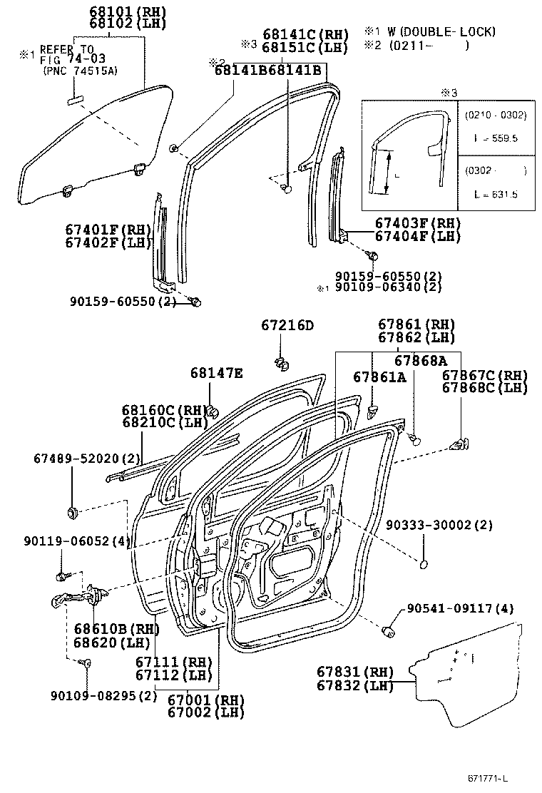 67401-52030 FRAME SUB-ASSY, FRONT DOOR, FRONT LOWER RH product image